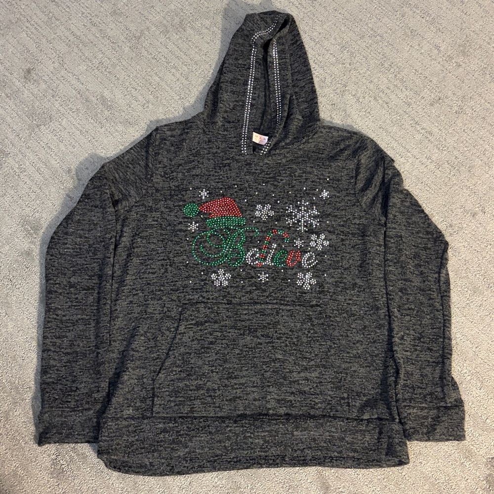 Amana Dark Gray Christmas Soft Hooded Sweater*